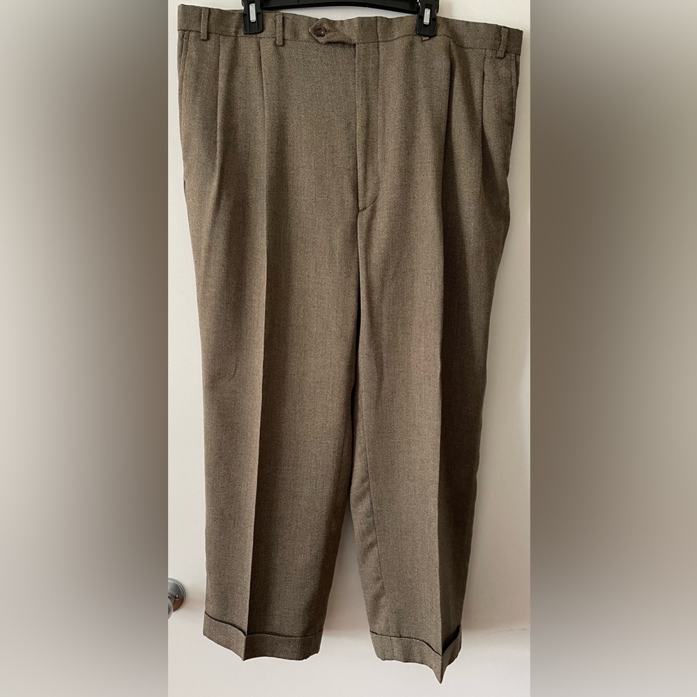 stafford travel sharkskin pleated dress pants classic | | Stafford Mens Sz 4x27 Brown Pants Cuffed Hem Classic fit